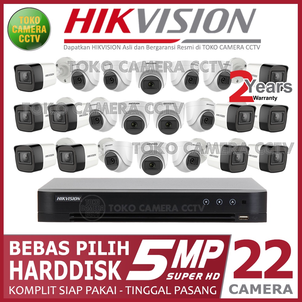 PAKET CCTV HIKVISION 5MP 32 CHANNEL 22 KAMERA