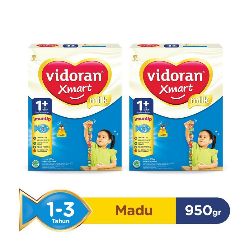 Vidoran Xmart 1+ Susu Formula Imun Up 2x950gg (1900gr)