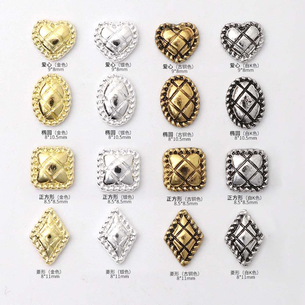 Mxbeauty Grid Nail Art Perhiasan Gaya Klasik Retro Pesona Belah Ketupat Square DIY Nail Art Aksesoris