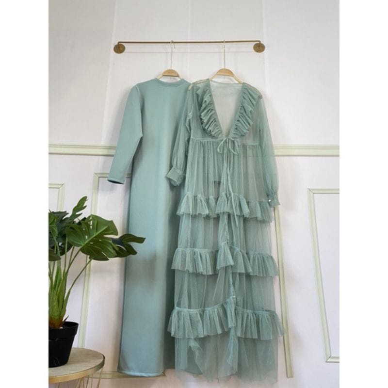 GAMIS BROKAT OUTER - DRESS OUTER MOSCREPE MIX TILLE