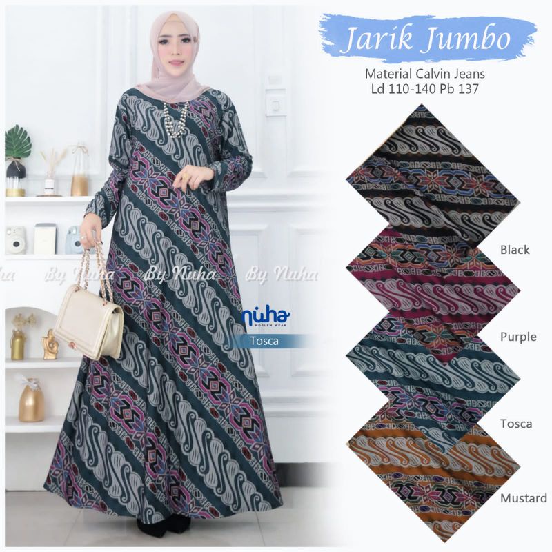 GAMIS JUMBO DIANA DENIM CALVIN JEANS JARIK BATIKA MAXY ORIGINAL NUHA