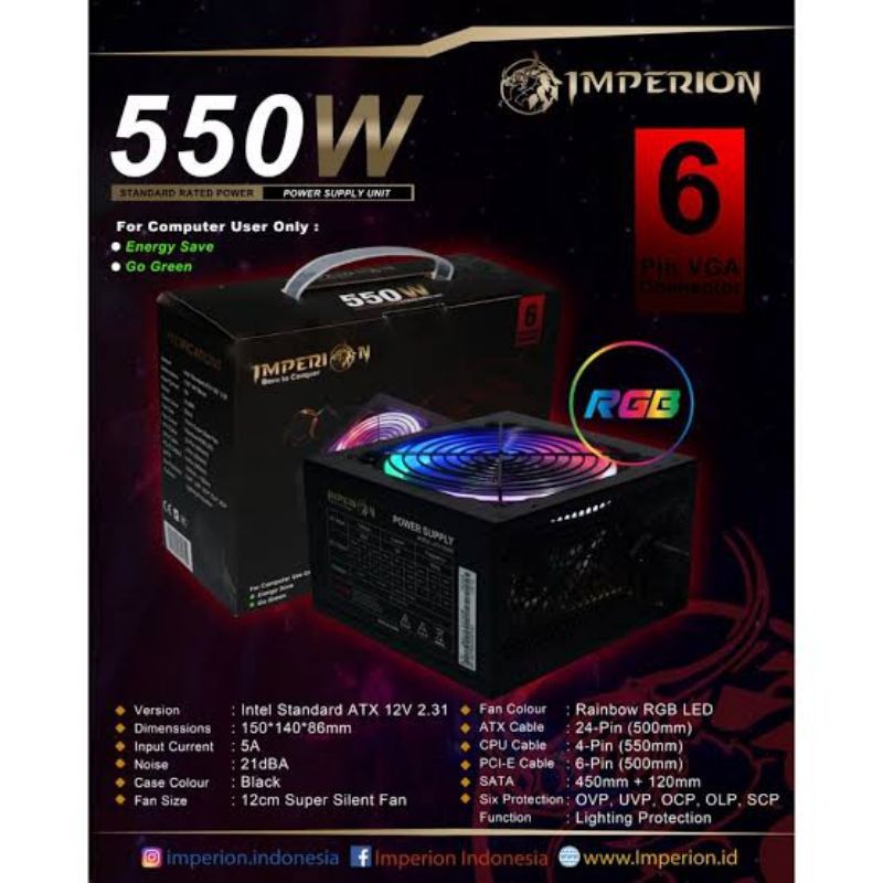 PSU 550w PSU RGB Imperion 550w