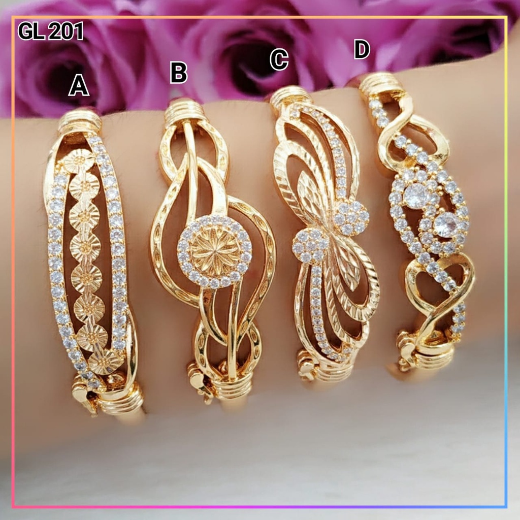 Gelang xuping gelang dewasa bangle wanita terbaru bunga permata zirkon perhiasan lapis emas gold GL 201