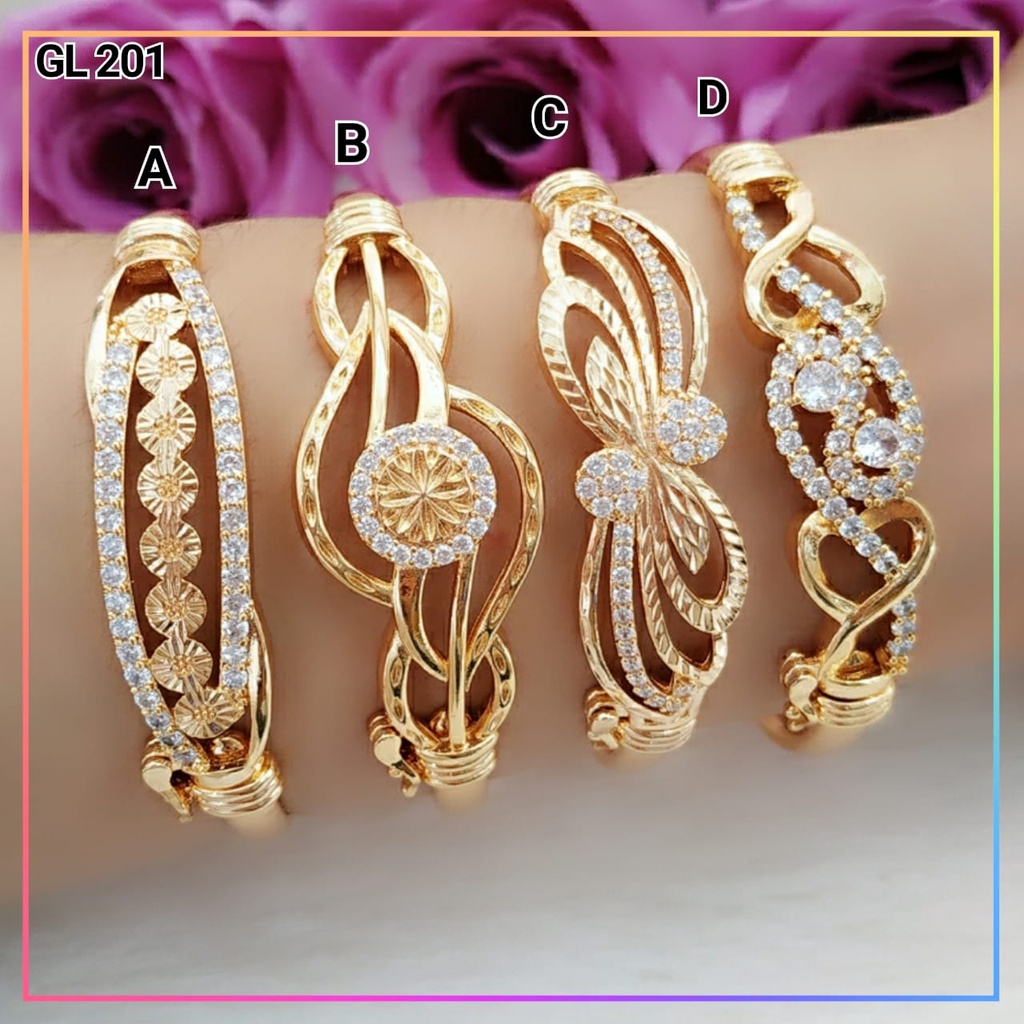 Gelang xuping gelang dewasa bangle wanita terbaru bunga permata zirkon perhiasan lapis emas gold GL 201