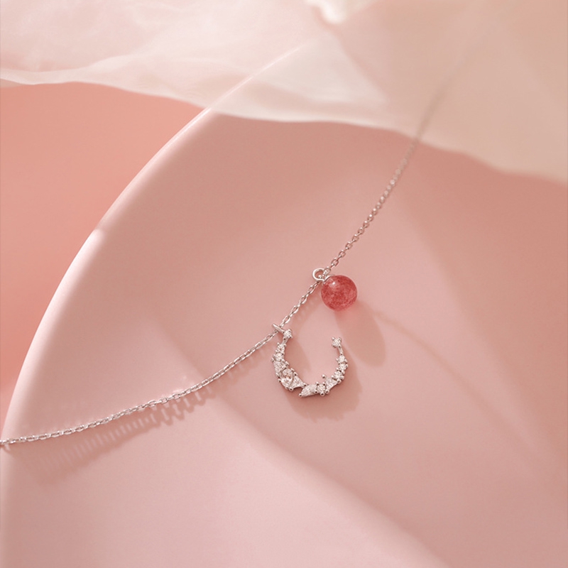 Kalung Liontin Necklace Bulan Tidak Teratur Intan Zirkon Kristal Manik-manik Perhiasan Necklaces