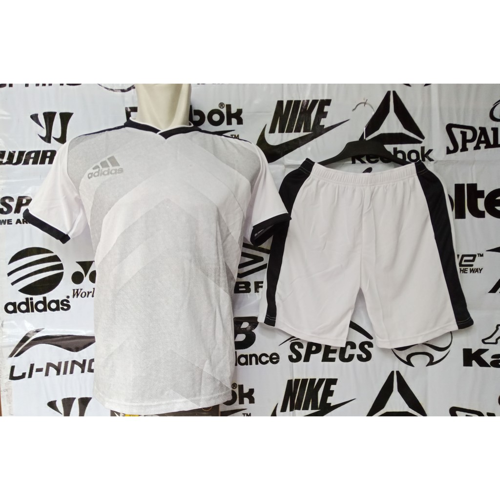 Setelan/Kostum/Kostim/Kaos/Seragam/Jersey Futsal & Sepak Bola/Voly Adidas Rony Putih List Hitam