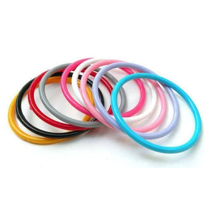 Gelang plastik polos 5 cm anak bayi warna warni imut dan lucu isi 10 pcs