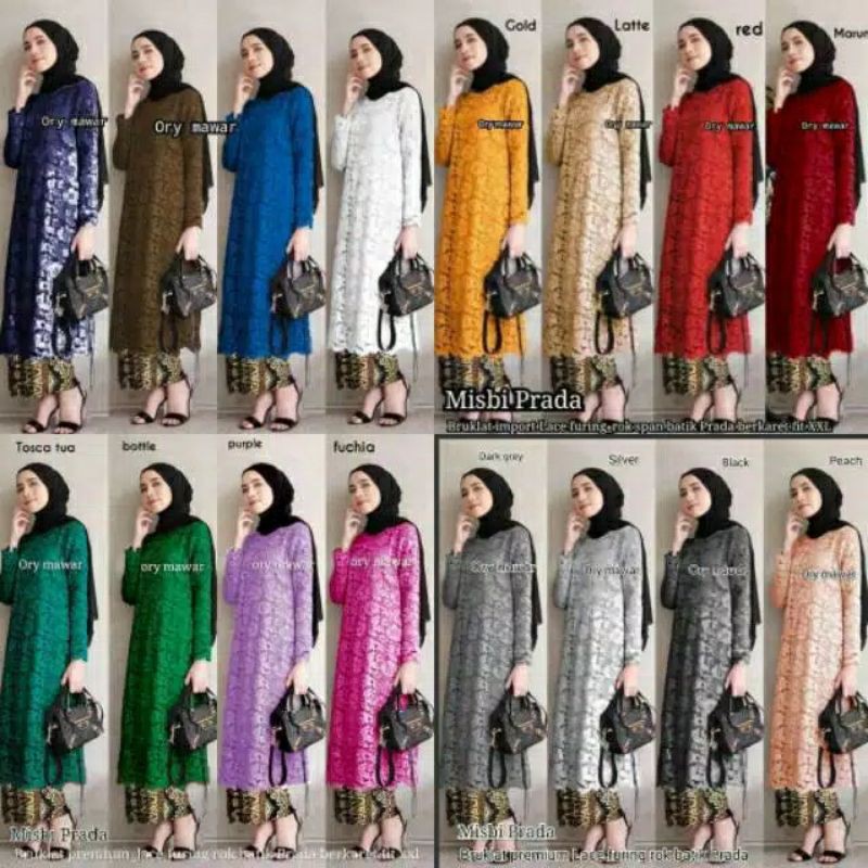 TASYANANU_BATIK ATASAN BROKAT LACE / SET ROK DAN BLUSE MISBI BROKAT LACE