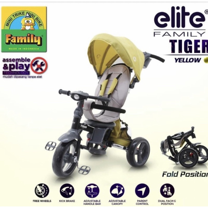 SEPEDA LIPAT RODA TIGA STROLLER FAMILY ELITE TIGER YELLOW