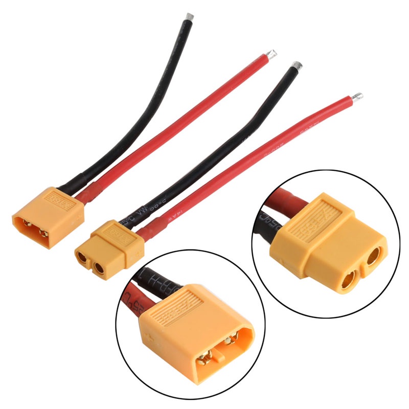 Mary 2pcs Plug Konektor XT60 Male Female Pakai Kawat Silicon 14 AWG