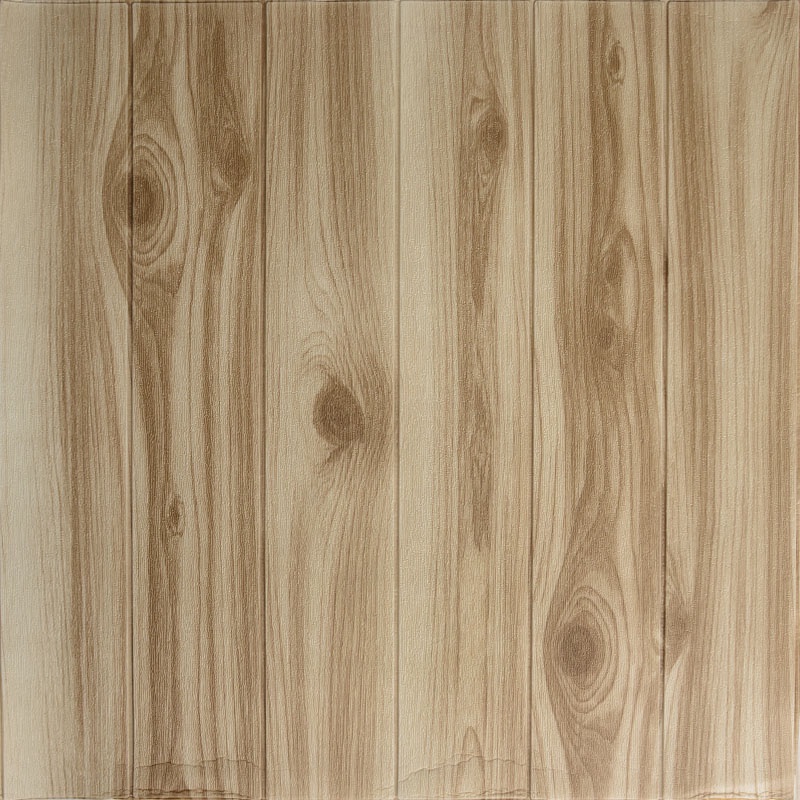[COD] Wallpaper Dinding 3D Motif Kayu Wood Foam 70*70cm Dekorasi Kamar High Quality Walpaper-KHAKI