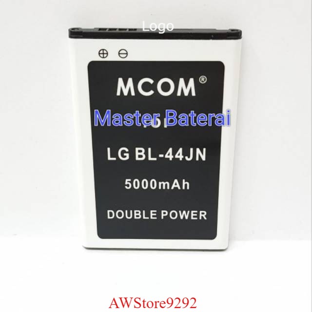 Mcom Battery Batre Baterai Double Power Mcom LG BL44JN BL-44JN Optimus L2 L3 L5 P790