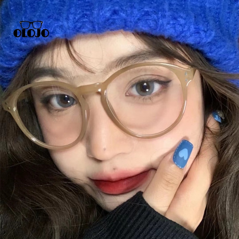 COD Kacamata Anti Radiasi Kacamata Leopard Lensa Transparan Korea Wanita Untuk Pria Dan Wanita Fashion Gaya retro flat Eyeglasses OLO