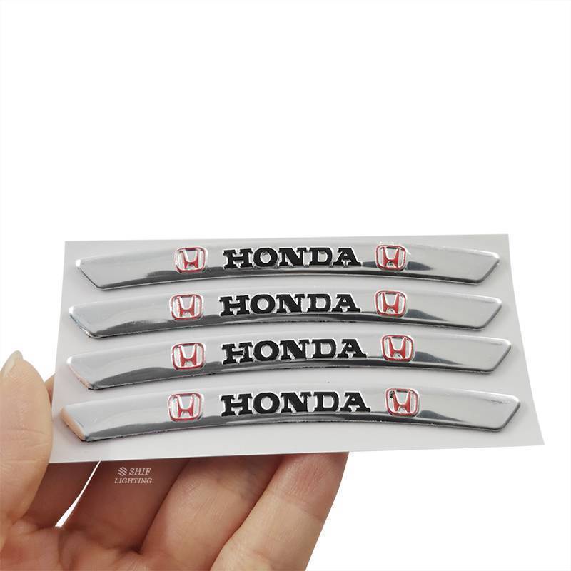 4pcs Stiker Emblem / Badge Logo Honda Bahan Aluminum Untuk Dekorasi Ban Mobil