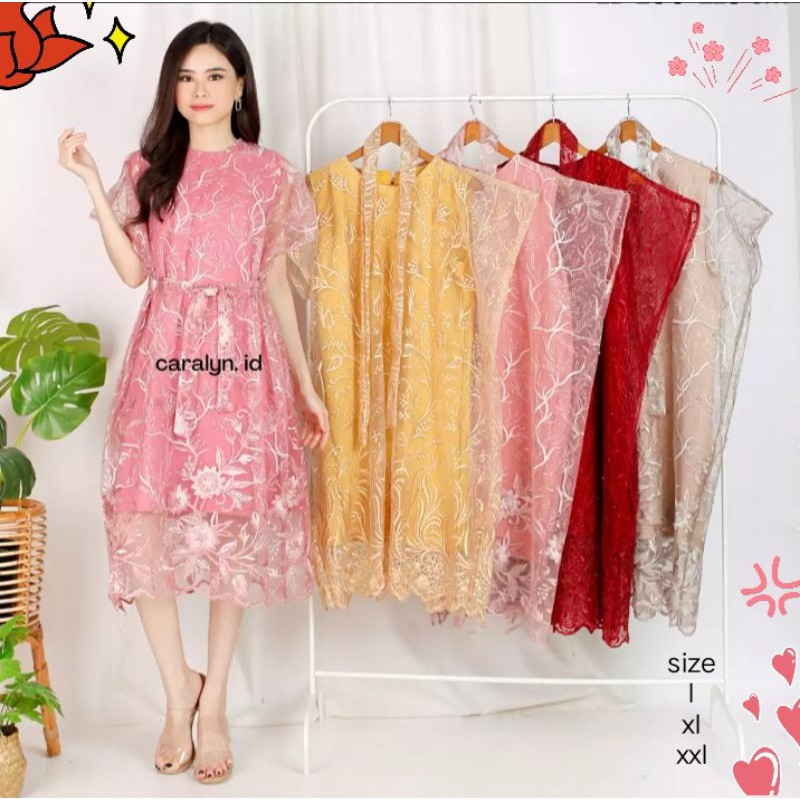 DRES BROKAT PENDEK WANTA TERBARU MODEREN/KEBAYA PESTA LENGAN PENDEK PAKAIAN BAJU WNTA KEBAYA DRES