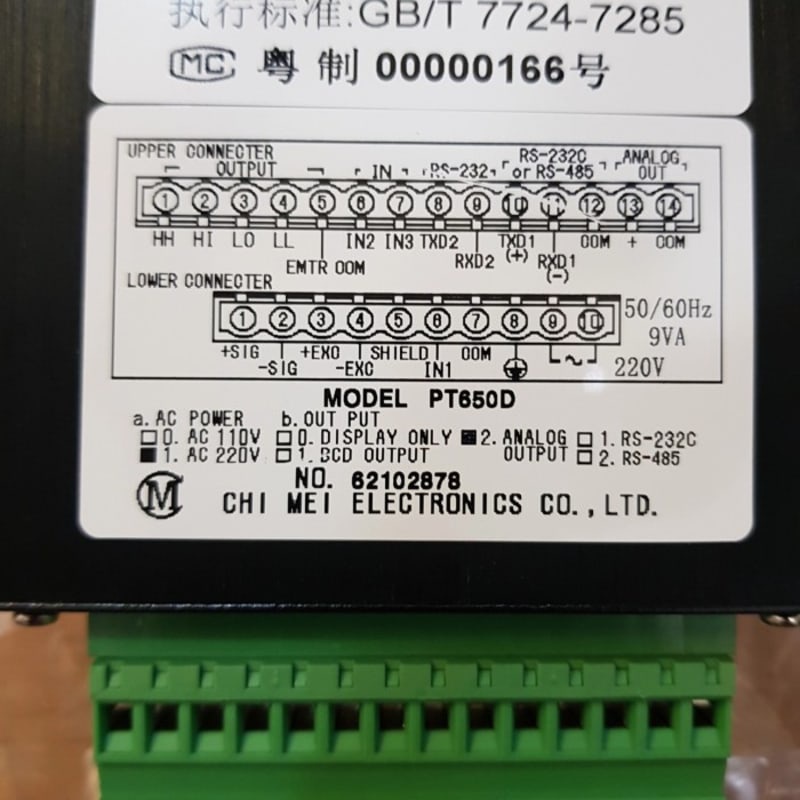 INDICATOR PT650D CHIMEI WEIGHT CONTROLLER PT 650D OUTPUT ANALOG