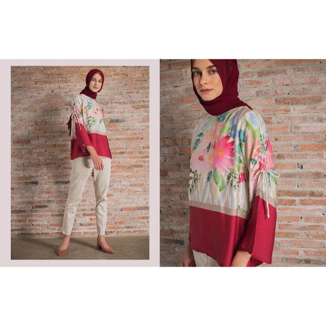 nasya top red size L dan M by aleza label / aleza basic