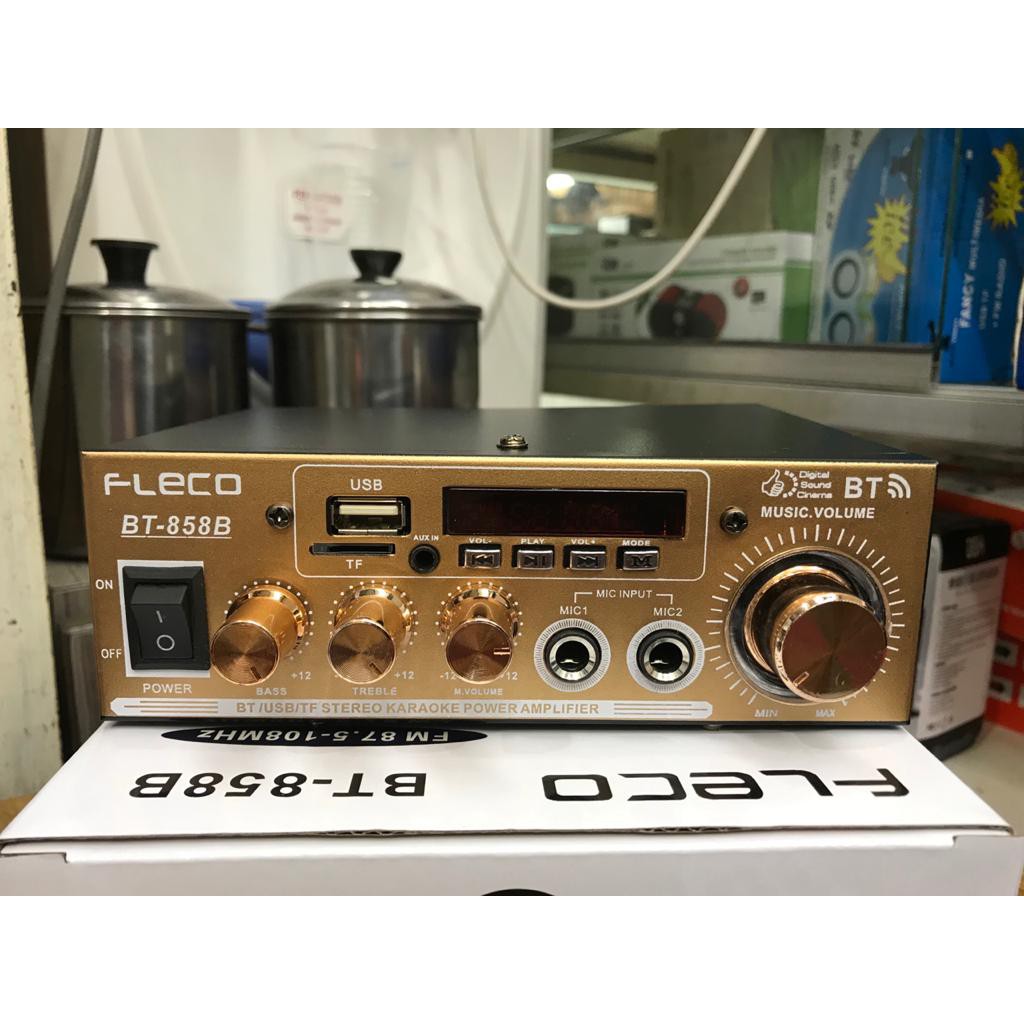 POWER AMPLIFIER BLUETOOTH FLECO BT-858B USB/SD/FM/DVD/CD/MP3 POWER AMPLIFIER FLECO AMPLIFIER KARAOKE