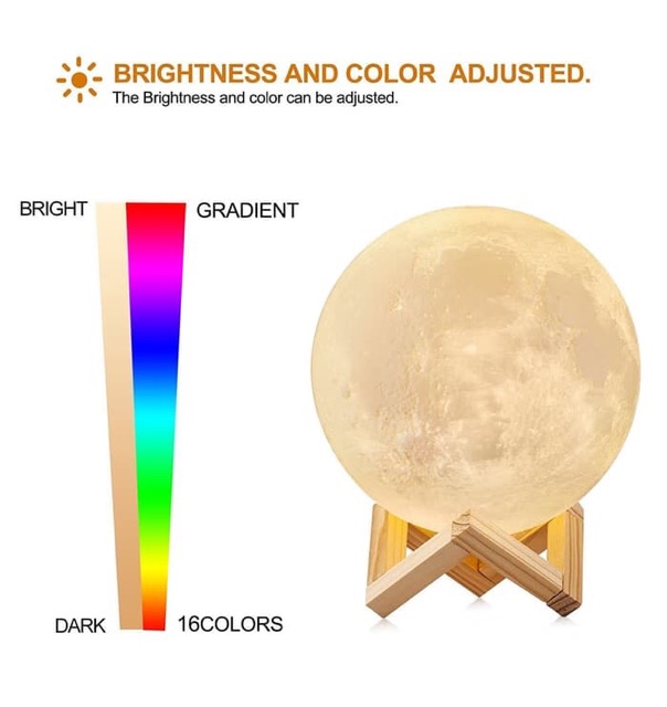 MOON LAMP / LAMPU BULAN 15 CM 16 WARNA RGB + REMOTE