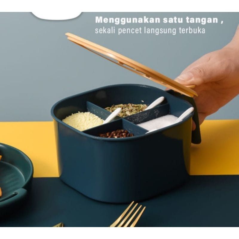 Tempat Bumbu 4 Sekat / Kotak Bumbu 4 in 1 Tempat Bumbu Dapur⭐ Mrlion ⭐