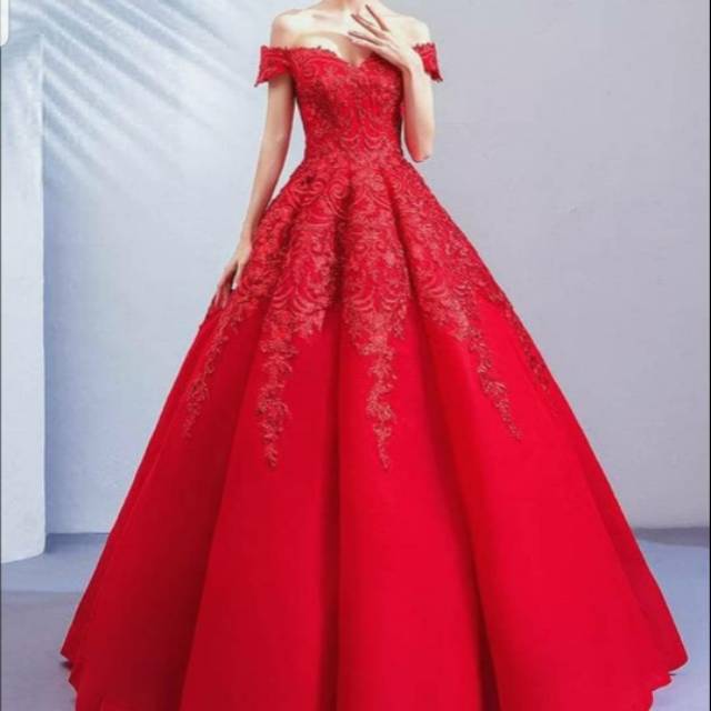 Gaun pengantin merah/ gaun pernikahan MERAH