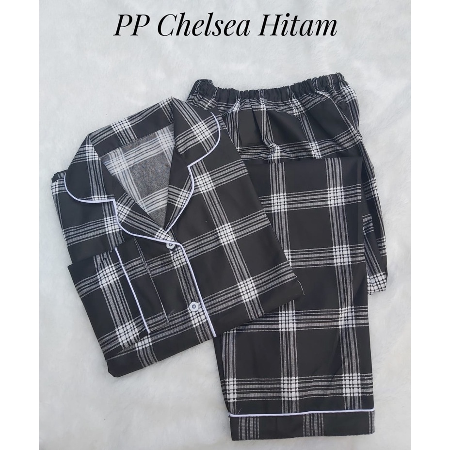 PIYAMA WANITA / BAJU TIDUR WANITA MOTIF LENGAN PANJANG MOTIF KOTAK PP-PP CHELSEA BLACK