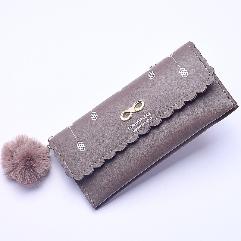 ♥TMALL88♥ Dompet Lipat Wanita / Tipis / FREE POM POM / Dompet Cantik