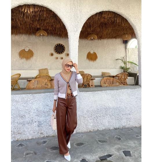 Rekomendasi [BISA COD] Celana kulit wanita mode kulot highwaist/ Faux Leather Pants / Leather Pants 