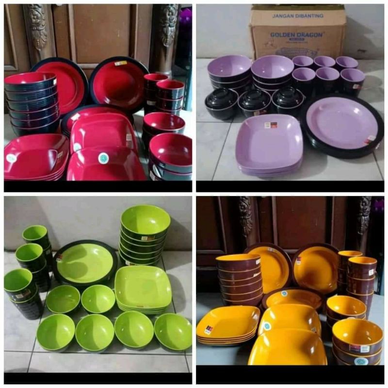 MELAMIN SET PIRING MAKAN GOLDEN DRAGON 30PCS