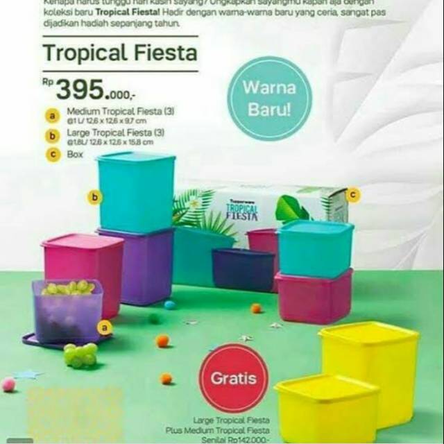 Toples Tropical Fiesta TUPPERWARE FREE 1 Set Square