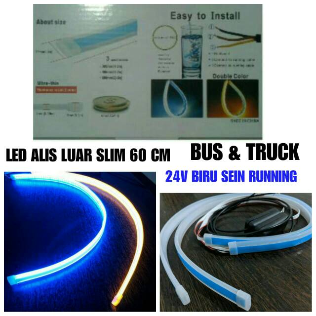 LED Alis Luar Lampu Utama Mobil 24V Biru Sein Jalan / Running