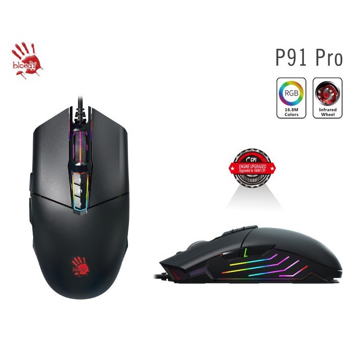 Mouse Gaming Bloody P91 Pro RGB Ultra Core Activated 16K DPI PMW3389 RGB