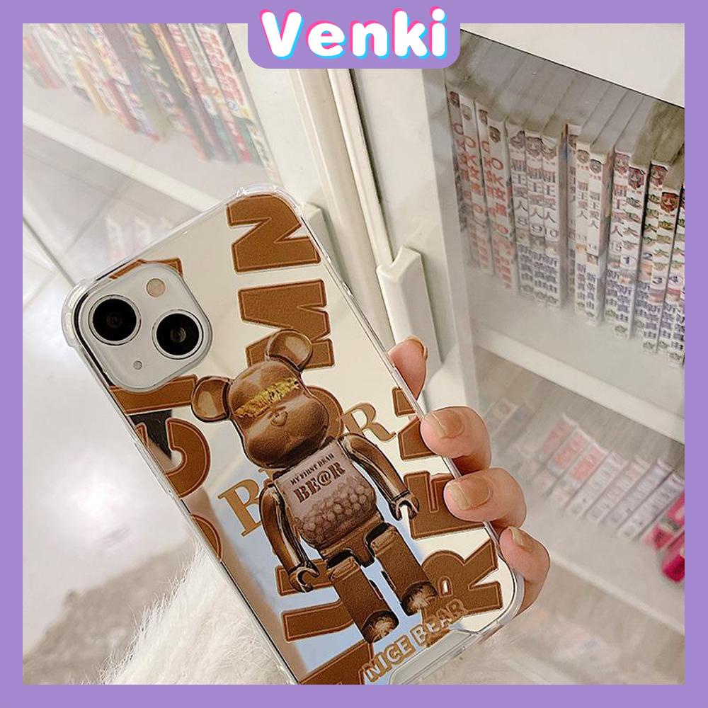 iPhone Case Luxury Acrylic Mirror Airbag Shockproof Protection Camera Brown Bear Compatible For iPhone 11 Pro Max 13 Pro Max 12 Pro Max 7Plus XS Max