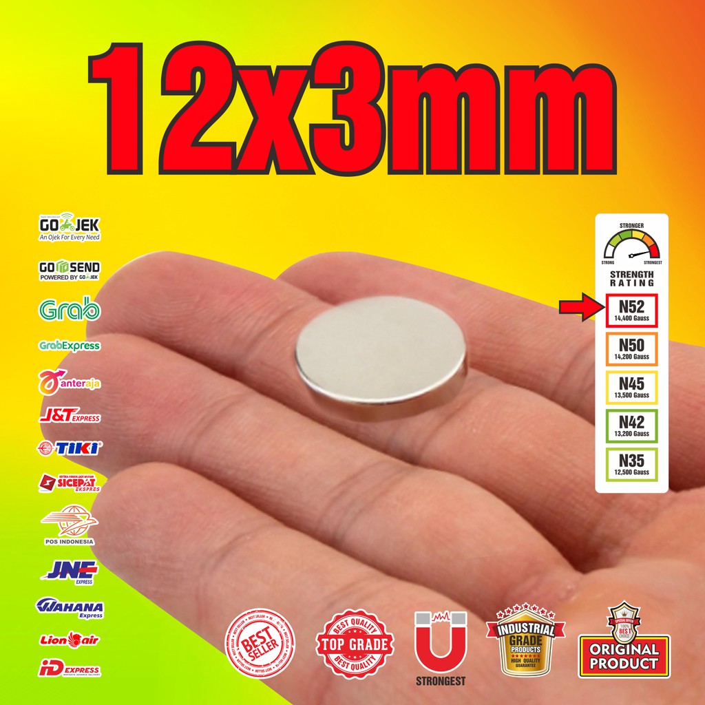 MAGNET NEODYMIUM SUPER STRONG KOIN BULAT 12x3mm -12 x 3 mm
