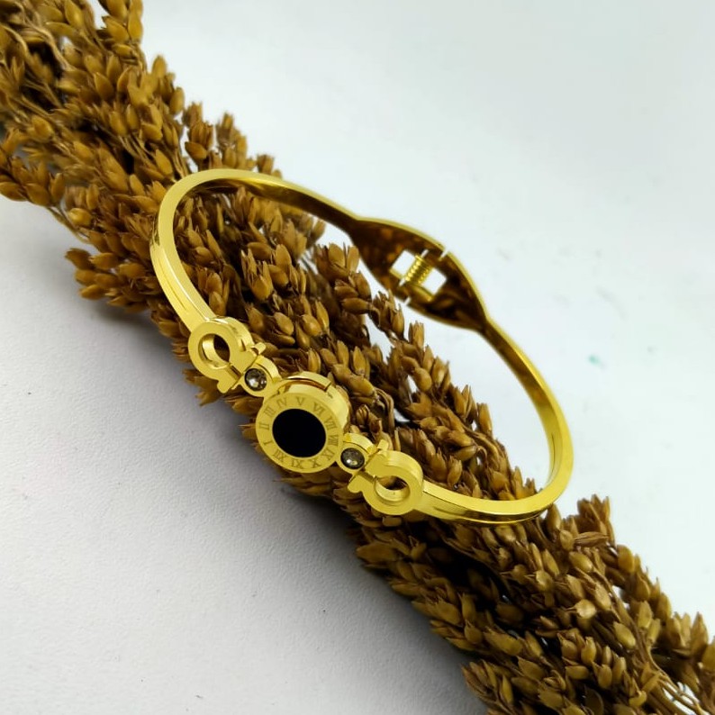 Gelang Bangle Titanium BVLGARI ROMAWI Gold Asli Import....GBT00007