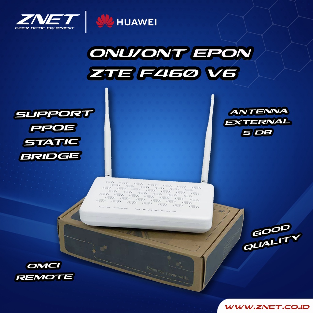 ONU EPON ZTE F460 V6 BOX ANTENA EXTRERNAL 5db -BRIDGE SUPPORT EPON OLT