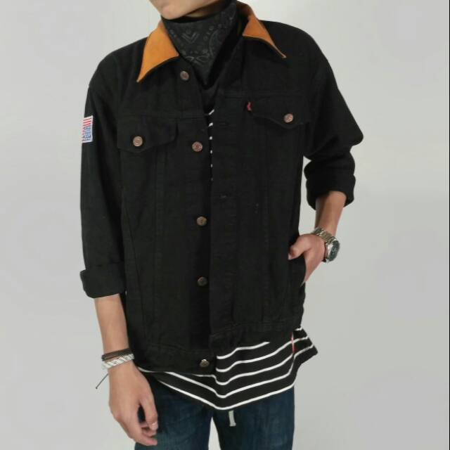 Jaket jeans dilan pria 1990 Jaket jeans dilan warna hitam pekat ukuran M L dan Xl Bahan jeans tebaal