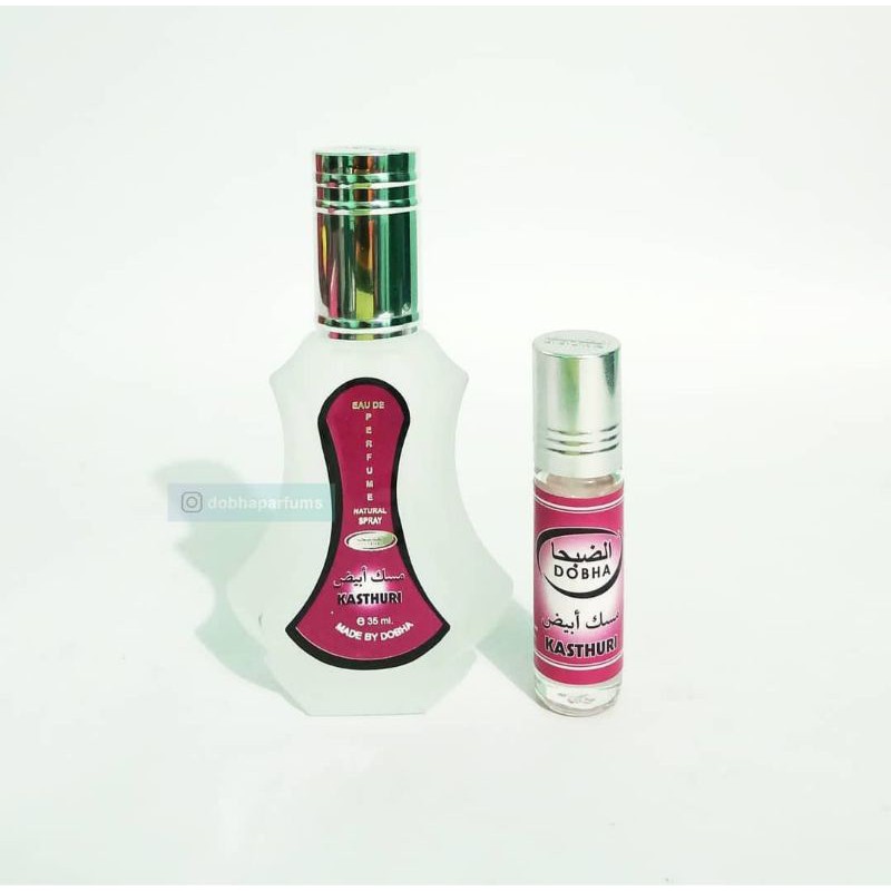 paket parfum dobha spray 35 ml dan roll on 6ml aroma Zahra Hawaii original