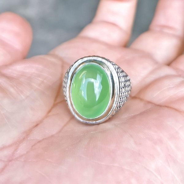 Batu Cincin Natural Ijo Apel Green Chalcedony