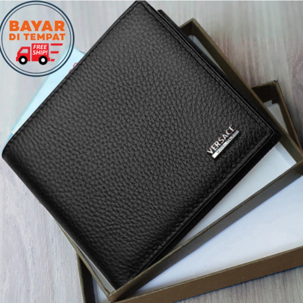 SHOPEE 9.9 SUPER SALE!! Dompet Kulit Lipat Dua Men Wallet Bifold Dompet Pendek Pria dan Wanita Dompet Uang dan Slot Kartu - Bonus Box