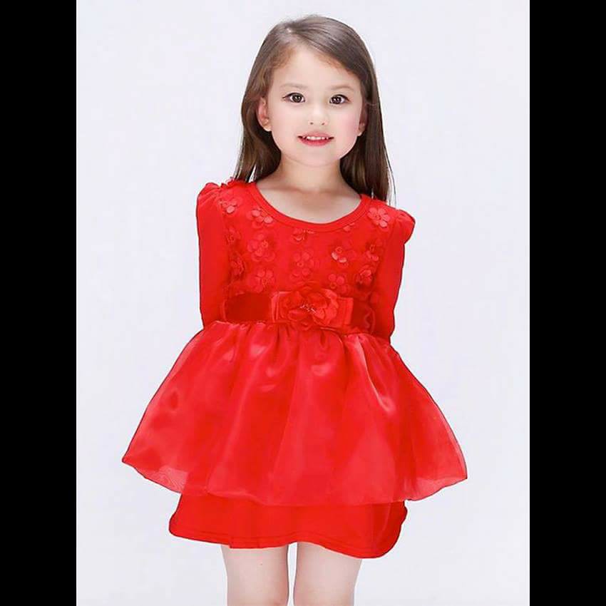 Dress Anak Cewek Josiah Red Set 2in1 (tali pinggang)