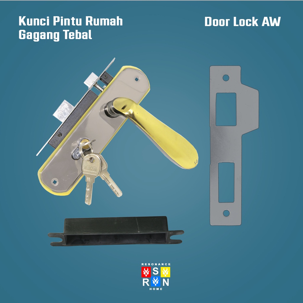 Set Gagang Kunci Pintu Rumah Tanggung 25CM Bahan Stainless Tebal Resonance Home