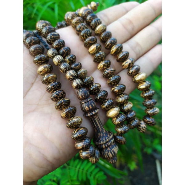 Tasbih liwung macan 8mm tasbih kayu liwung macan bentuk pipih tasbih unik tasbih 99 butir