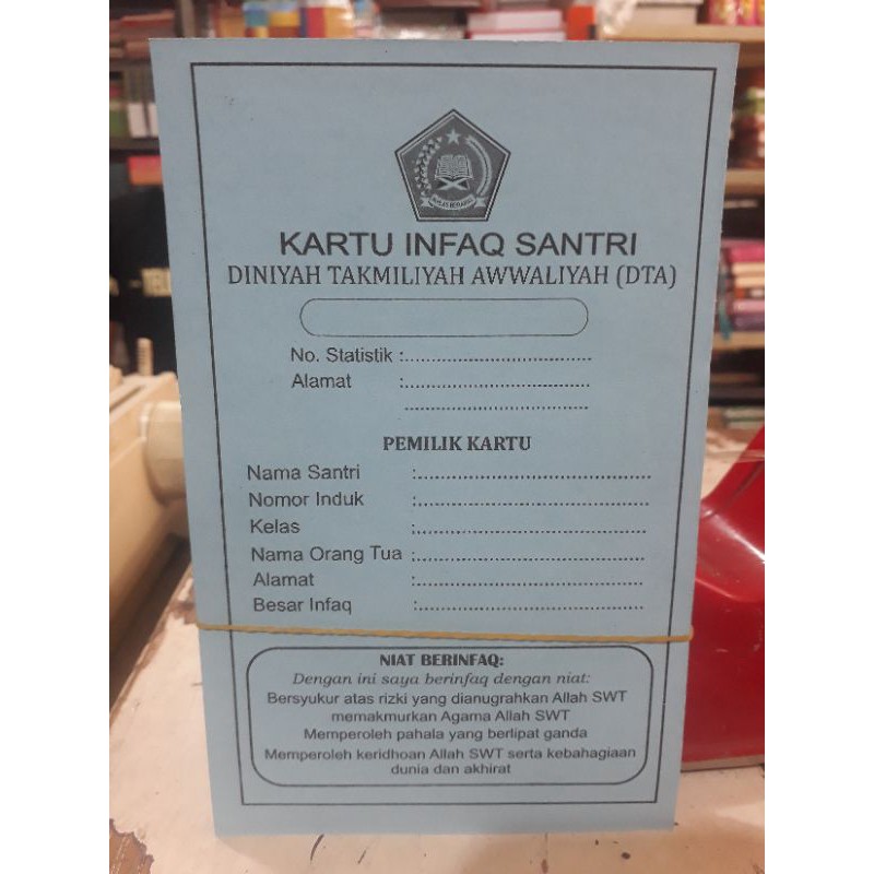 

kartu infaq santri DTA 50 lembar