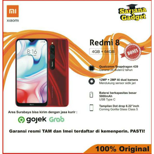 Xiaomi Redmi 8 Ram 4/64GB Garansi Resmi Xiaomi TAM