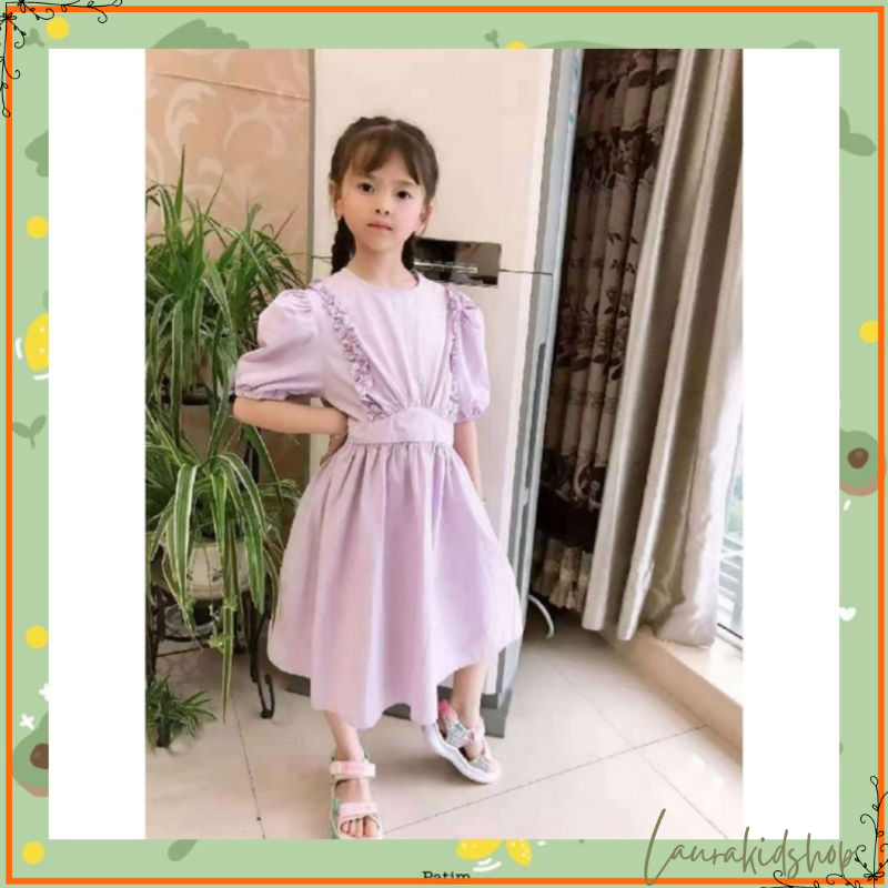 Dress Anak Perempuan Import Curled Line 3-8 Tahun