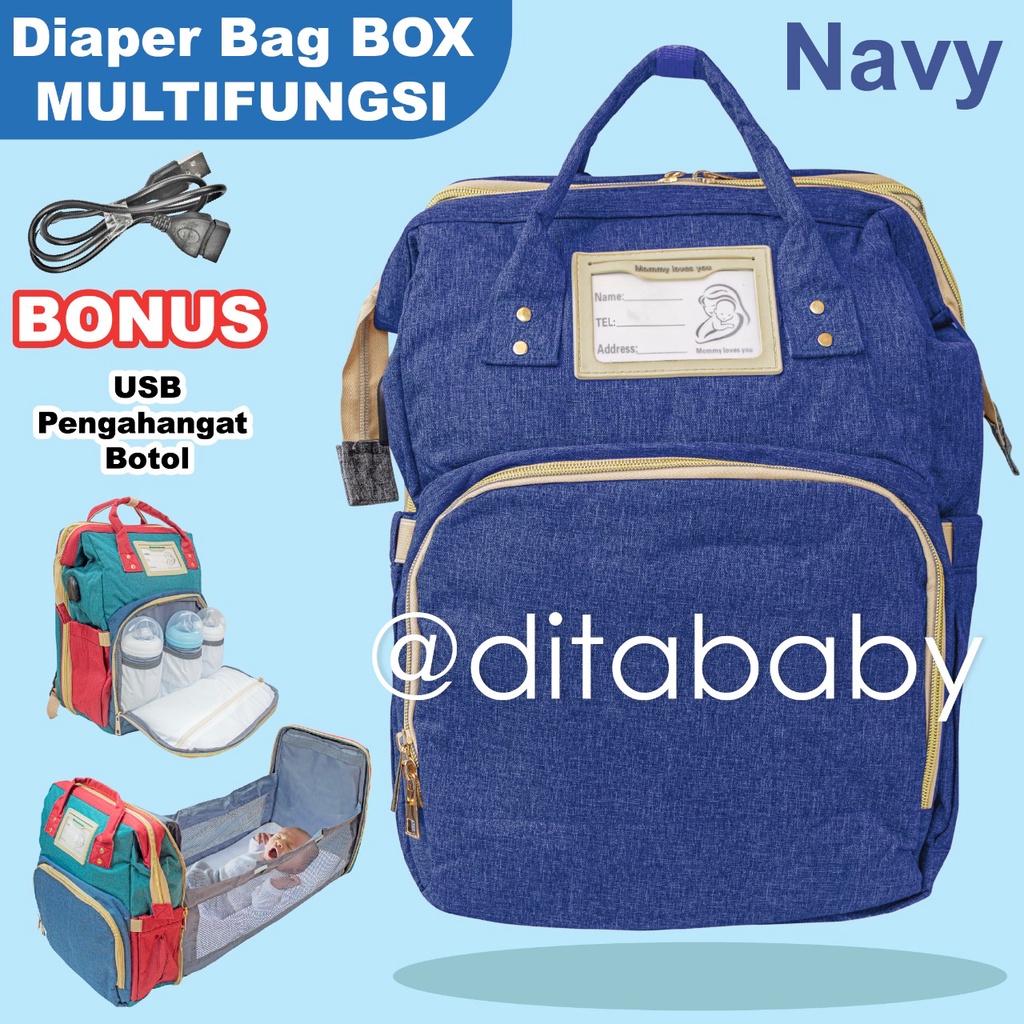 Diaper BAG + Bed Bayi anelo tas diaper bag tas bayi tas living Tas Kasur Bayi Diaper Bag Multifungsi