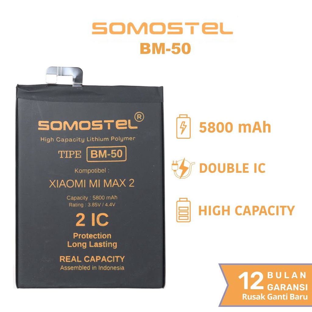 Somostel - BM50 Mi Max 2 Batre Batrai Baterai