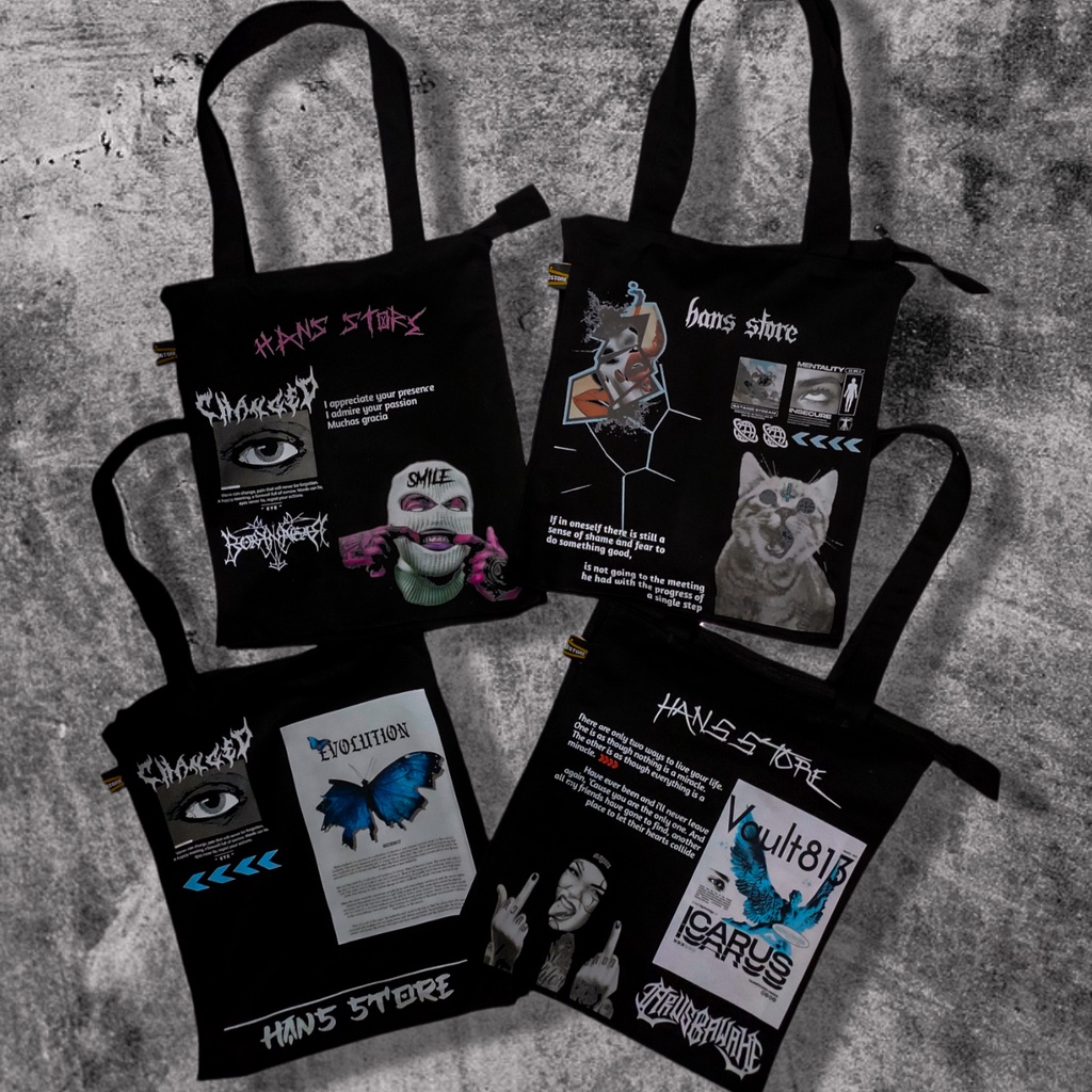 Tote bag kanvas resleting pria wanita tote bag distro