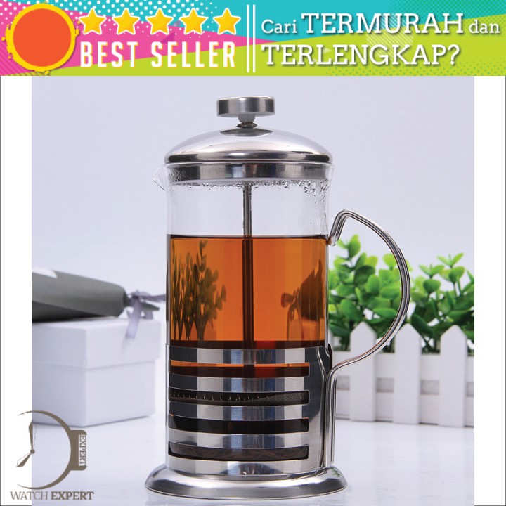 BAYAR DI TEMPAT Teko Pot French Press Manual 600ml Coffee Maker Pot Motif Stripe